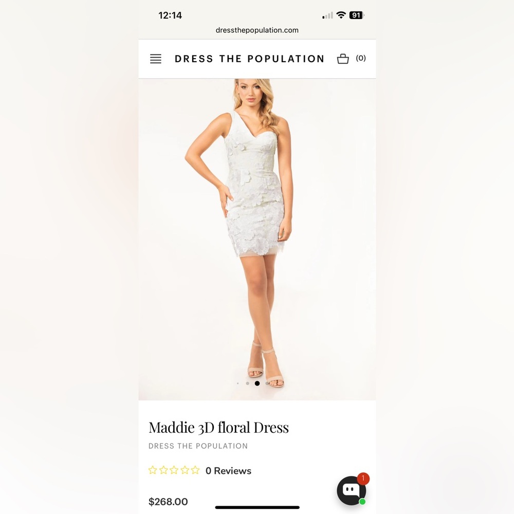 Dress the Population White 3D Floral Dress
